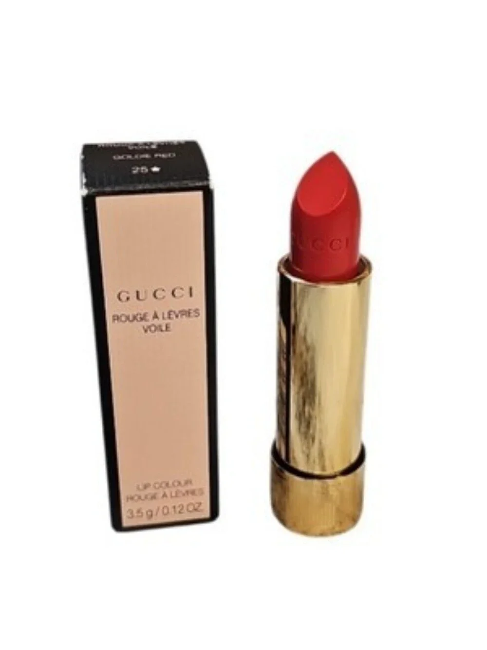 🧚‍♀️#25 GOLDIE RED Gucci MINI Rouge A Levres Voile Lip Colour Lipstick NWT